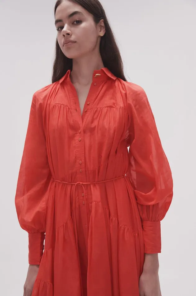 Musing Smock Maxi Dress Scarlet Red Women Aje Maxi Dresses