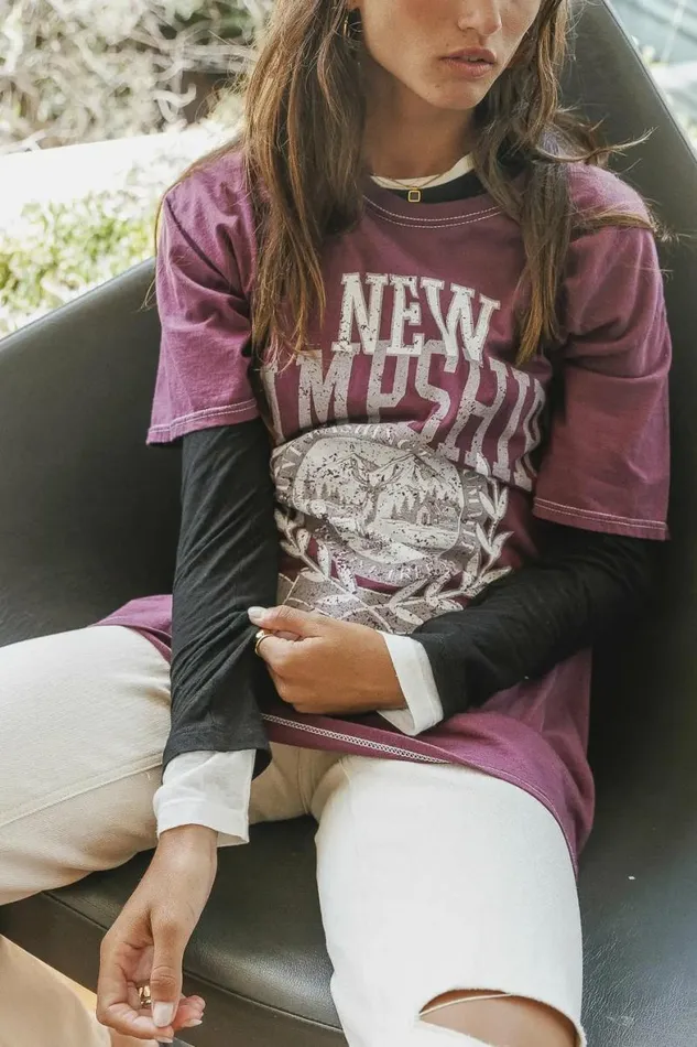 New Hampshire Graphic Tee 8211 FINAL SALE Burgundy Women Bohme Tees and Tanks