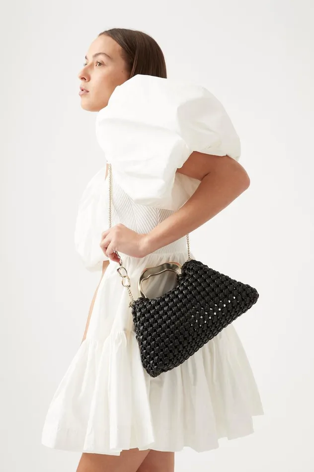 New Weave Frame Bag Black Women Aje Handbags 038 Wallets