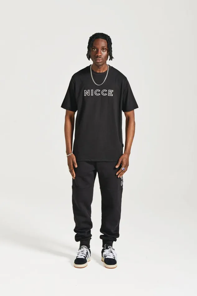 NICCE Bottoms Mens NICCE Mercury Outline Joggers Black