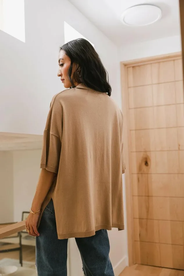 Palmer Oversized Top Beige Women Bohme Tees and Tanks