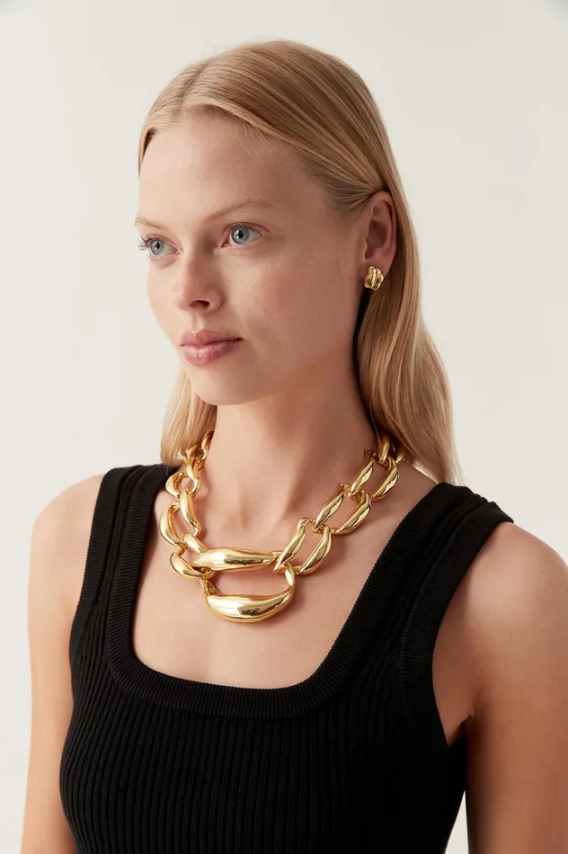 Paloma Bold Chain Necklace Gold Women Aje Jewelry