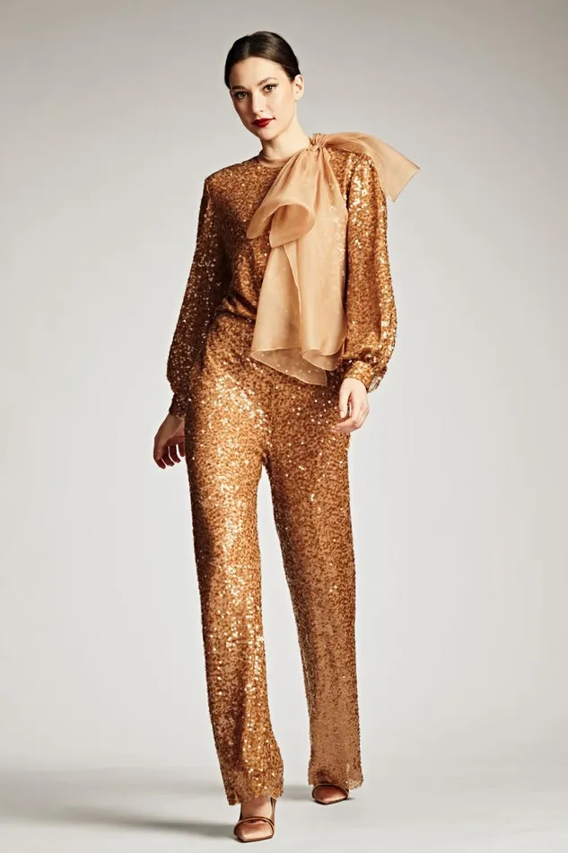 Pants and Jumpsuits Women Sachin and Babi Sequin Bri Pant 8211 Honey