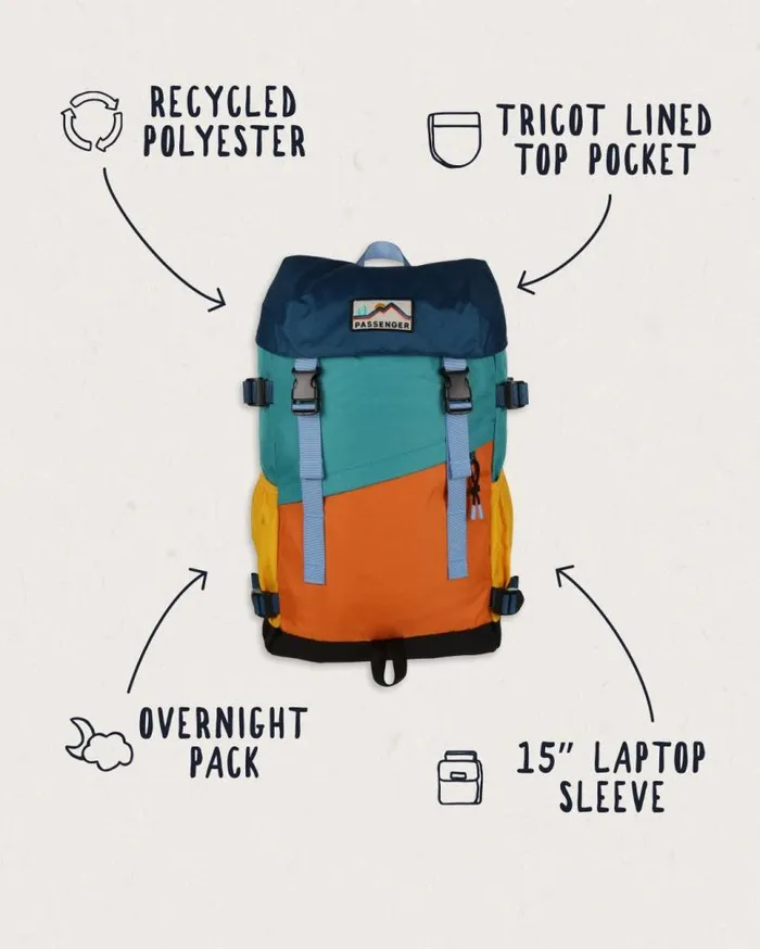 Passenger Clothing Boondocker Recycled 26L Backpack Multi Colour WomenMen Backpacks and Bags