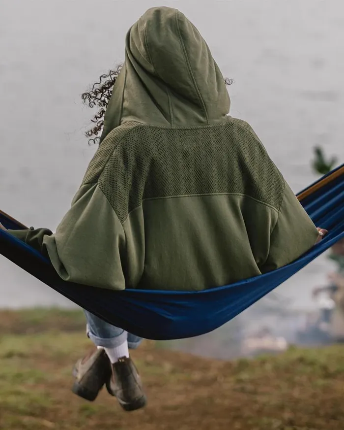 Passenger Clothing Celeste Recycled Cotton Open Front Hoodie Dusty Olive Women Hoodies and Sweatshirts