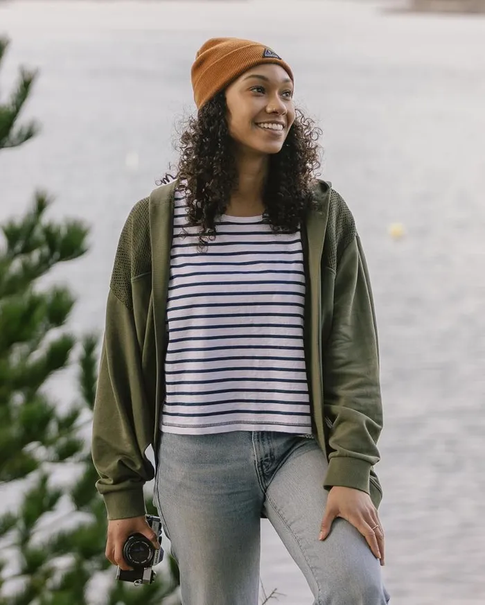 Passenger Clothing Celeste Recycled Cotton Open Front Hoodie Dusty Olive Women Hoodies and Sweatshirts