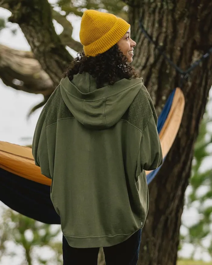Passenger Clothing Celeste Recycled Cotton Open Front Hoodie Dusty Olive Women Hoodies and Sweatshirts