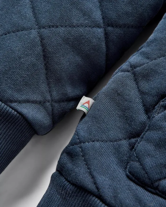 Passenger Clothing Clementine Recycled Quilted Popper Up Hoodie Deep Navy Women Activewear