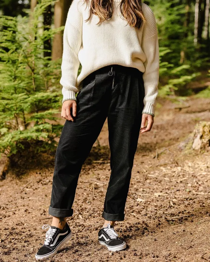 Passenger Clothing Compass Recycled Corduroy Trouser Black Women Dungarees and Trousers Passenger Clothing Compass Recycled Corduroy Trouser Black Women Dungarees and Trousers