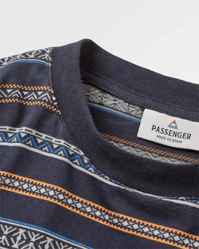Passenger Clothing Crackle Organic Relaxed Fit TShirt Midnight Fairisle Stripe Men TShirts and Vests