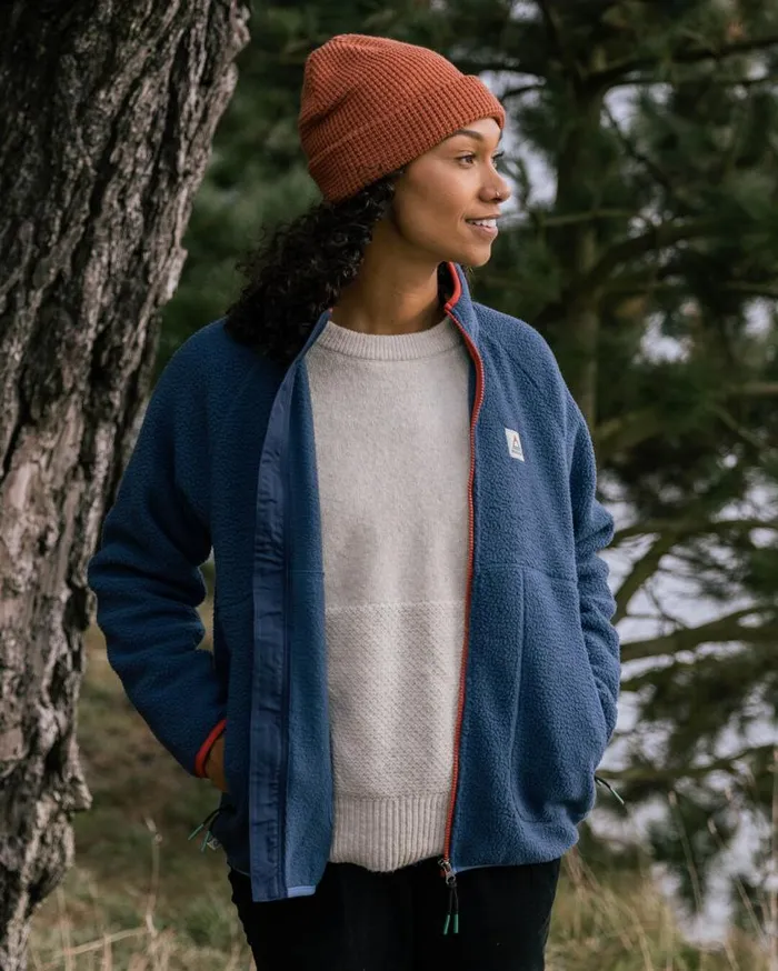 Passenger Clothing Fairbanks 20 Full Zip Recycled Sherpa Fleece Dark Denim Women Fleece