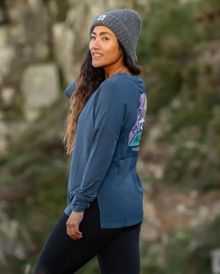 Passenger Clothing Lotus Recycled Active LS Top Dark Denim Women Activewear