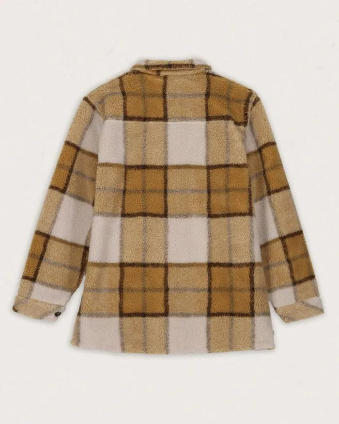 Passenger Clothing Olympus Yarn Dye Recycled Sherpa Fleece Shirt Honey Check Women Shirts