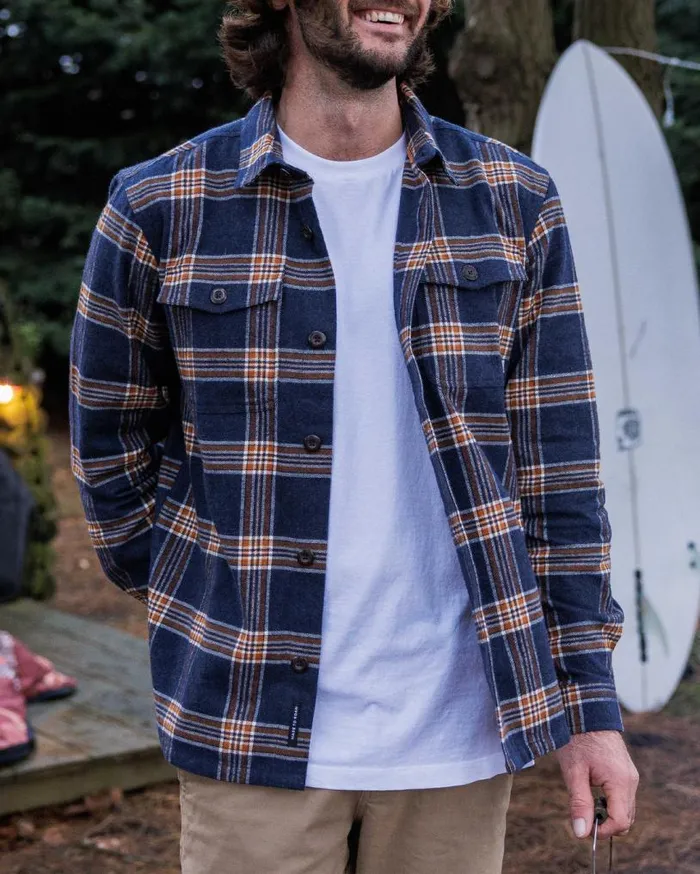 Passenger Clothing Rustic Organic Cotton Heavyweight Overshirt Rich Navy Check Men Shirts Passenger Clothing Rustic Organic Cotton Heavyweight Overshirt Rich Navy Check Men Shirts