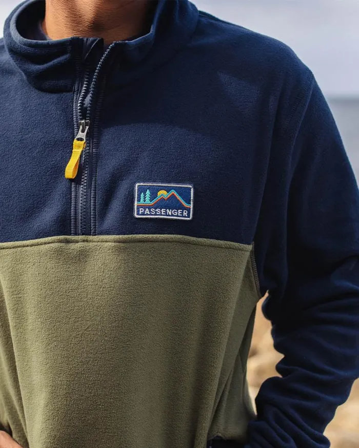 Passenger Clothing Set Off Recycled Polar 14 Zip Fleece Deep Navy Men Fleece