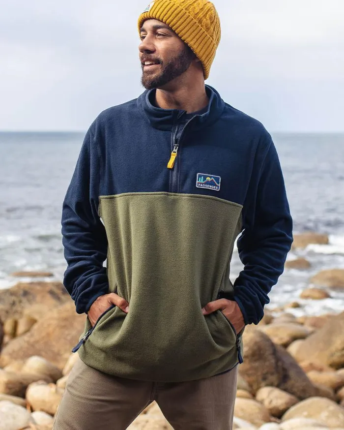 Passenger Clothing Set Off Recycled Polar 14 Zip Fleece Deep Navy Men Fleece