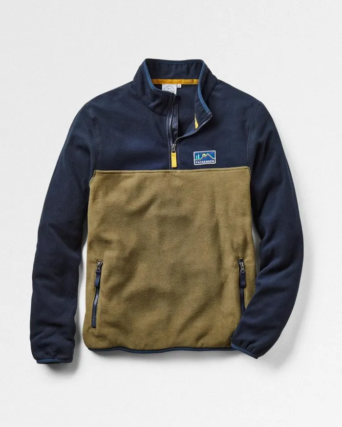 Passenger Clothing Set Off Recycled Polar 14 Zip Fleece Deep Navy Men Fleece