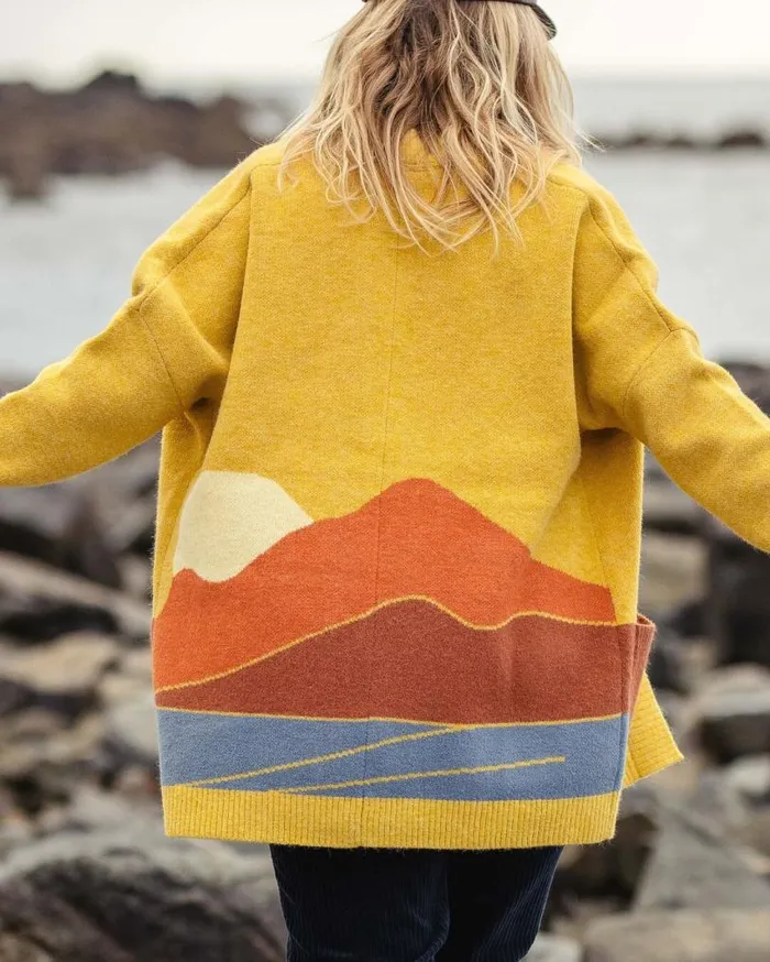Passenger Clothing Vista Recycled Knitted Cardigan Amber Gold Women Knitwear
