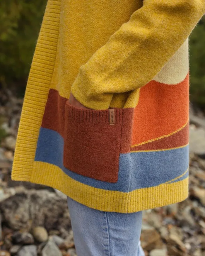 Passenger Clothing Vista Recycled Knitted Cardigan Amber Gold Women Knitwear