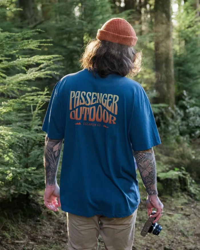 Passenger Clothing Yuca Recycled Relaxed Fit TShirt Dark Denim Men TShirts and Vests
