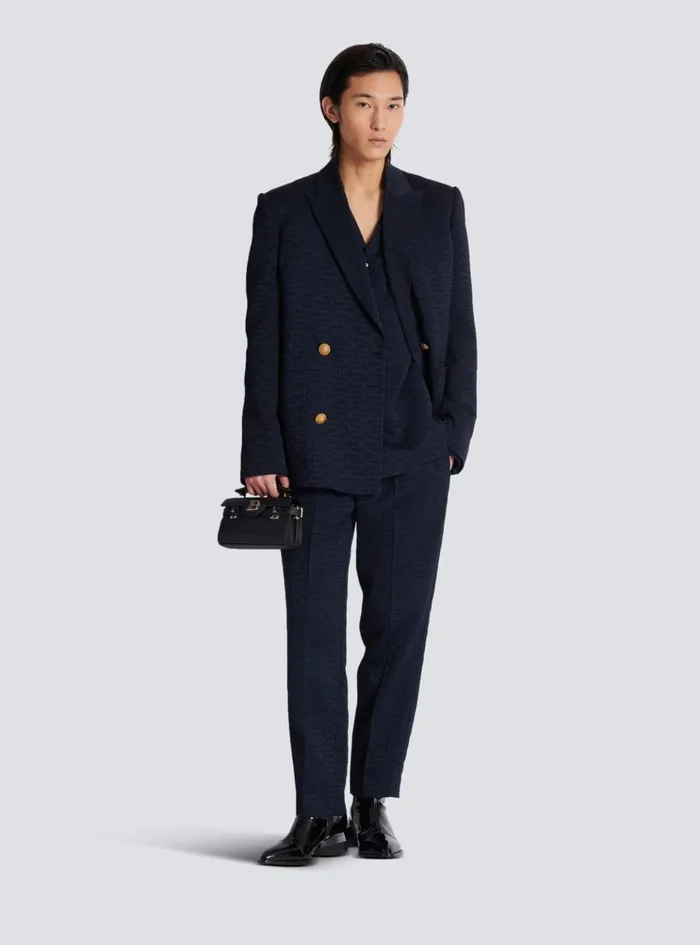 PB Labyrinth Jacquard Pyjama Shirt Navy Men Balmain Shirts And Polos