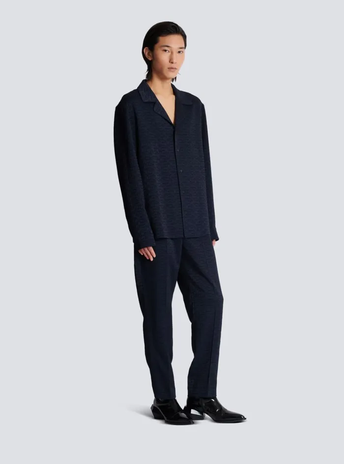 PB Labyrinth Jacquard Pyjama Shirt Navy Men Balmain Shirts And Polos