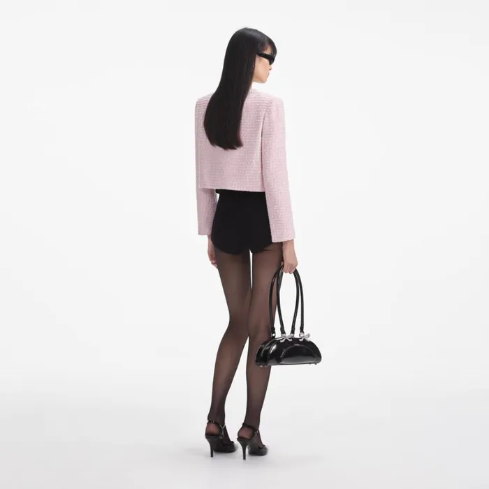 Pink Boucle Pearl Trim Jacket Women Self Portrait Outerwear