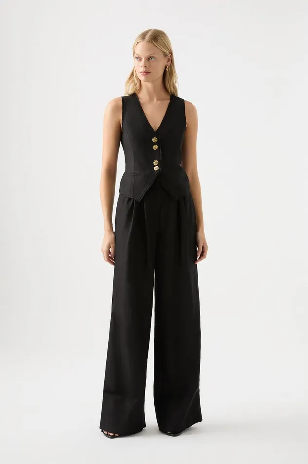 Primrose Tailored Vest Black Women Aje Blazers Jackets 038 Coats