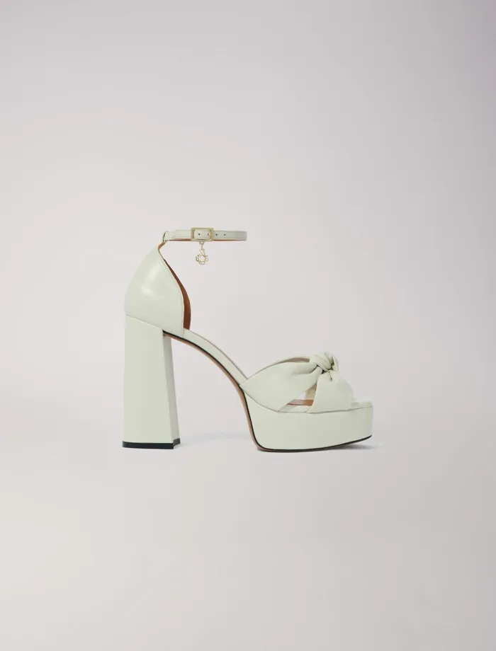 Pumps and Sandals Women Maje Leather Platform Sandals Ecru