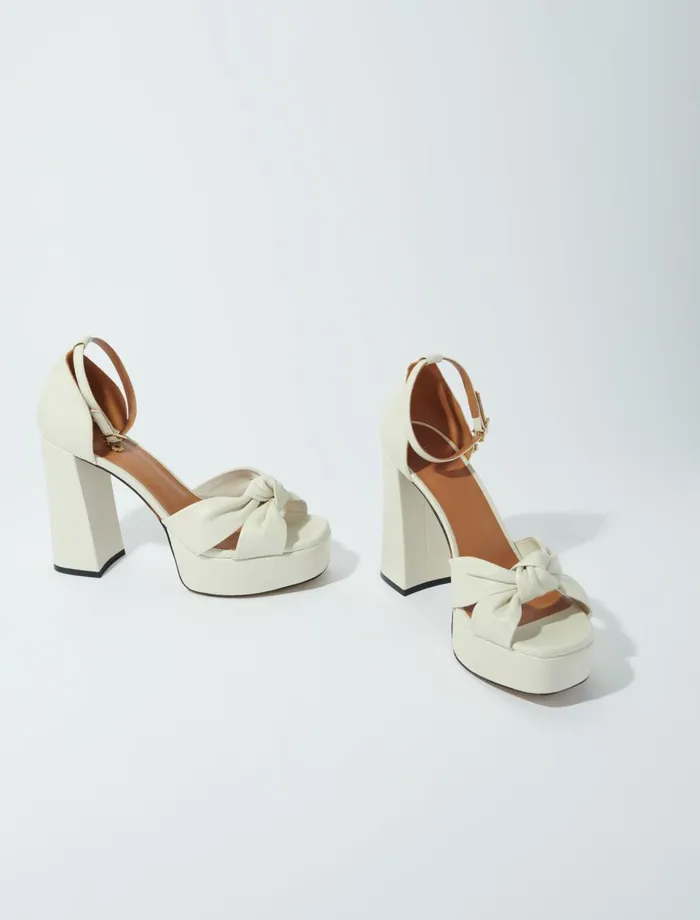 Pumps and Sandals Women Maje Leather Platform Sandals Ecru Pumps and Sandals Women Maje Leather Platform Sandals Ecru