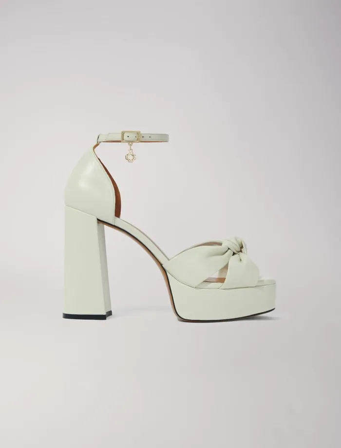 Pumps and Sandals Women Maje Leather Platform Sandals Ecru Pumps and Sandals Women Maje Leather Platform Sandals Ecru