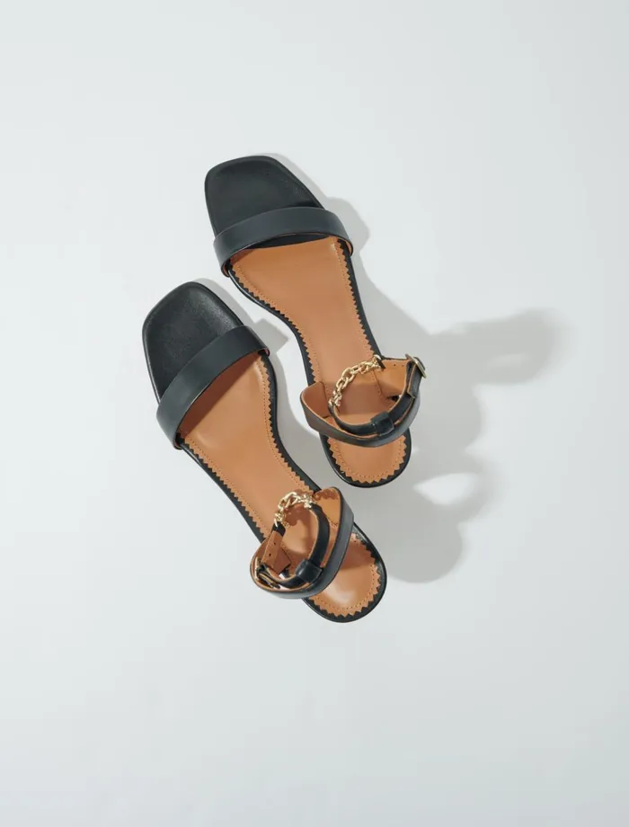 Pumps and Sandals Women Maje Leather Sandals With Heels Black Pumps and Sandals Women Maje Leather Sandals With Heels Black
