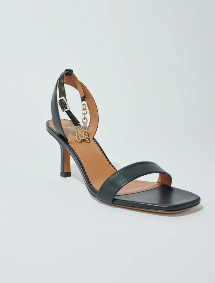 Pumps and Sandals Women Maje Leather Sandals With Heels Black Pumps and Sandals Women Maje Leather Sandals With Heels Black