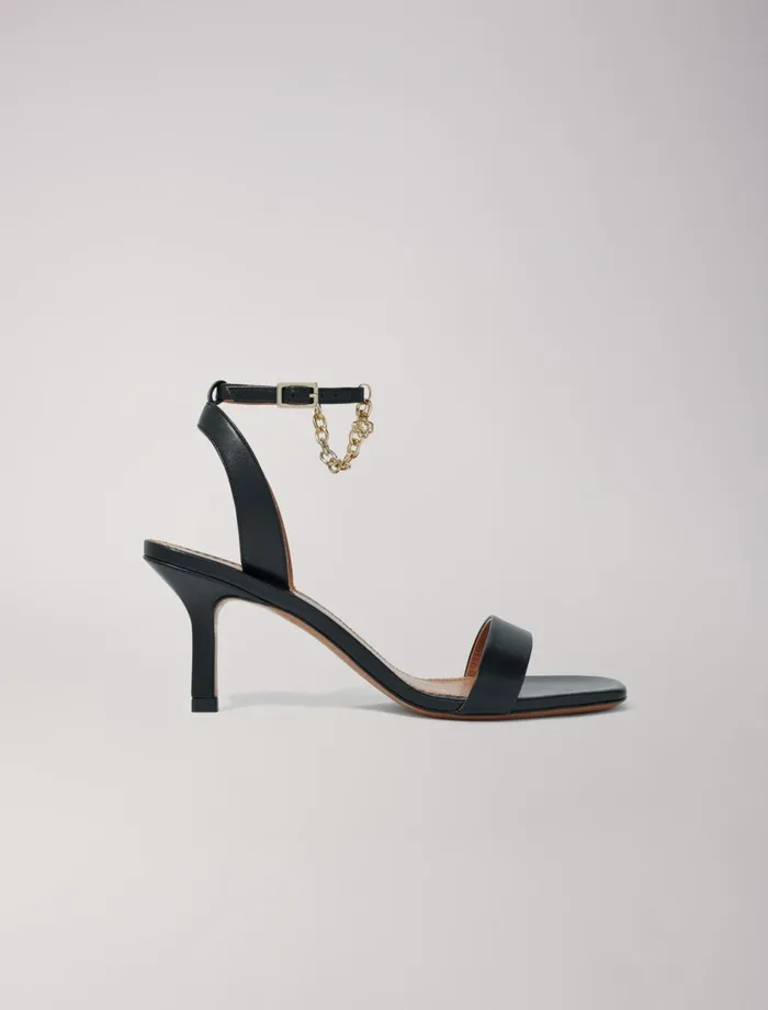 Pumps and Sandals Women Maje Leather Sandals With Heels Black Pumps and Sandals Women Maje Leather Sandals With Heels Black