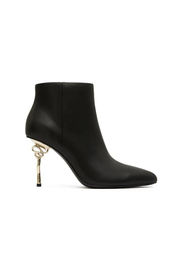 Quinn Ribbon Heel Ankle Boot Black Women Aje Shoes