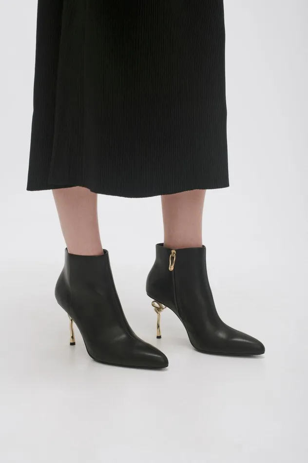 Quinn Ribbon Heel Ankle Boot Black Women Aje Shoes