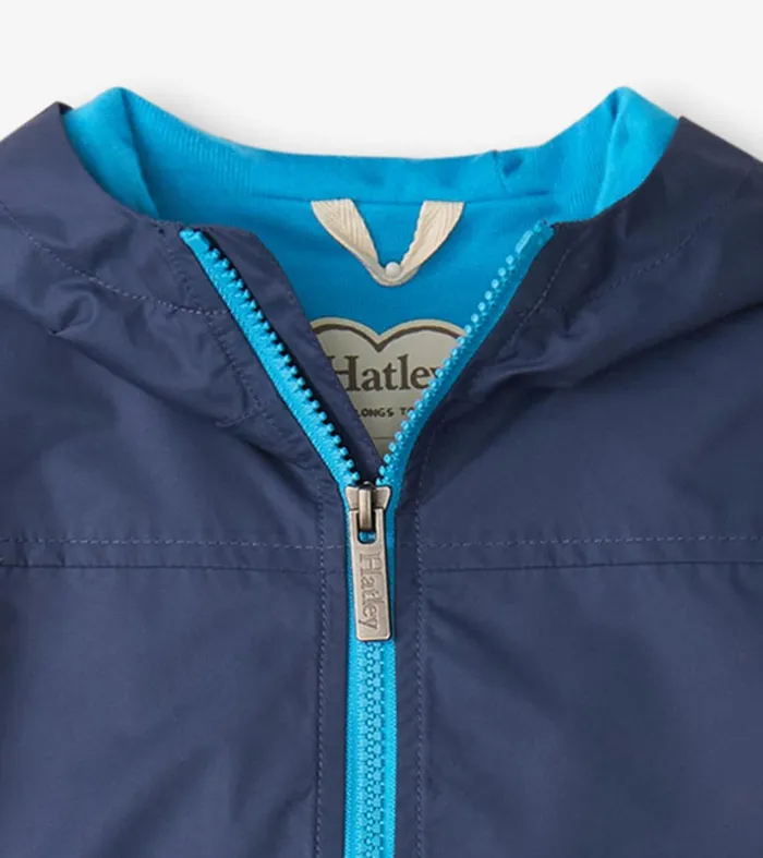 Rainwear GirlsBoys Hatley Navy ZipUp Lightweight Rain Jacket