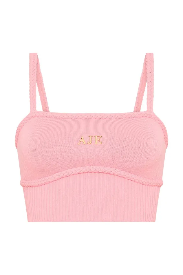 Ream Braided Crop Top Ballet Pink Women Aje Body 038 Crepe Knit
