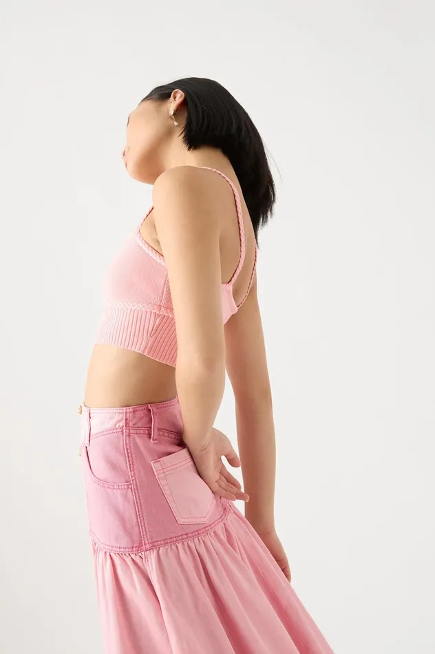 Ream Braided Crop Top Ballet Pink Women Aje Body 038 Crepe Knit