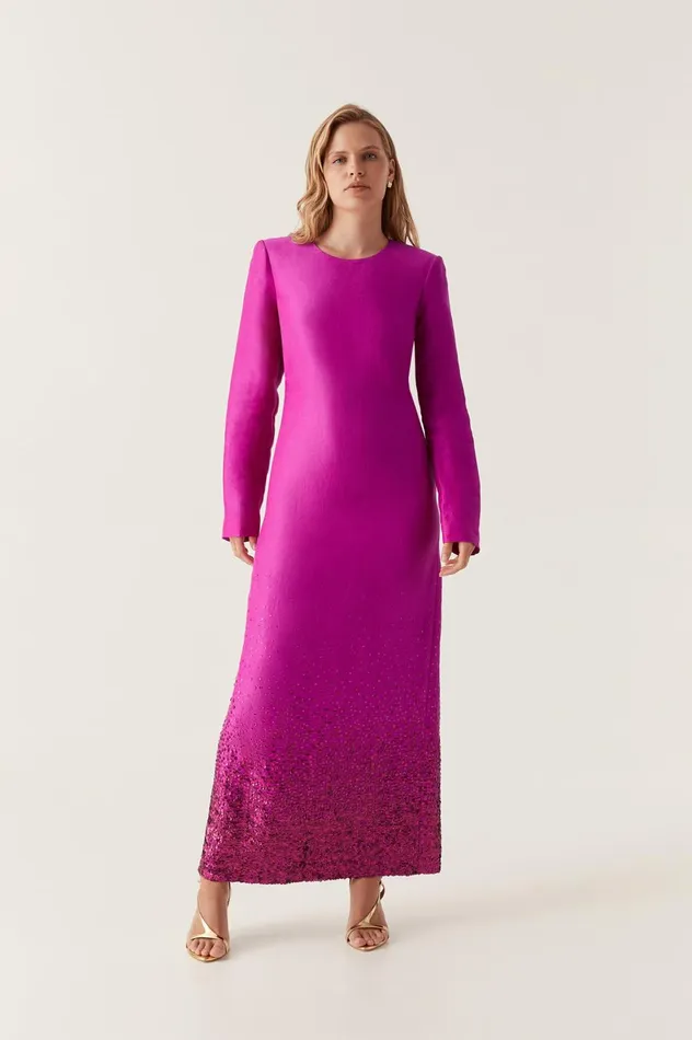 Reflection Sequin Maxi Dress Deep Magenta Women Aje Maxi Dresses