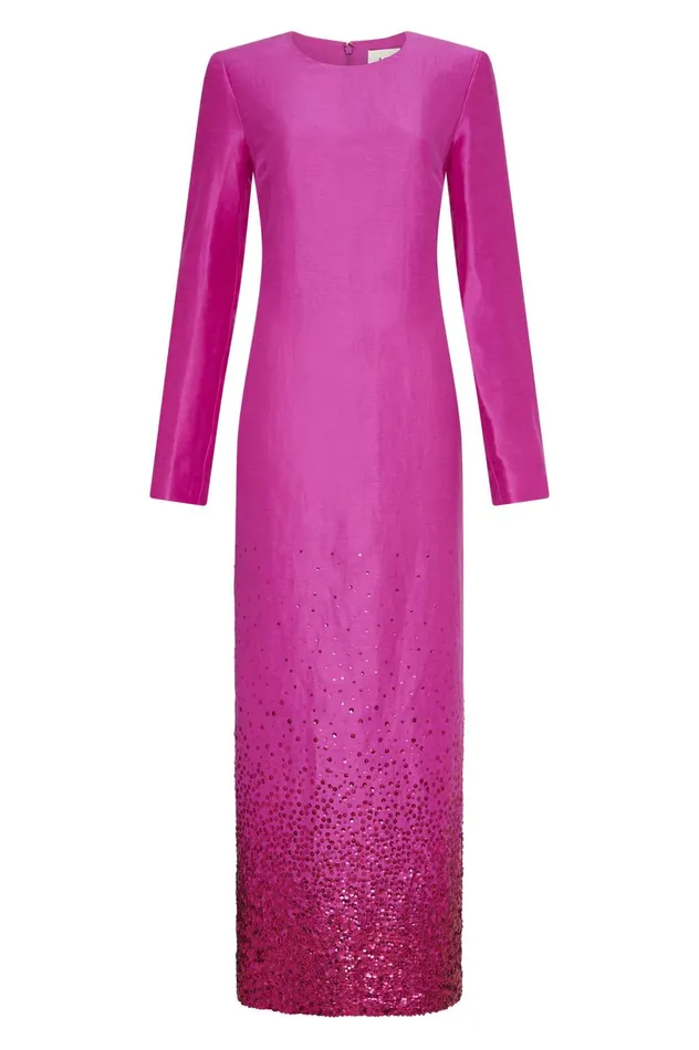 Reflection Sequin Maxi Dress Deep Magenta Women Aje Maxi Dresses
