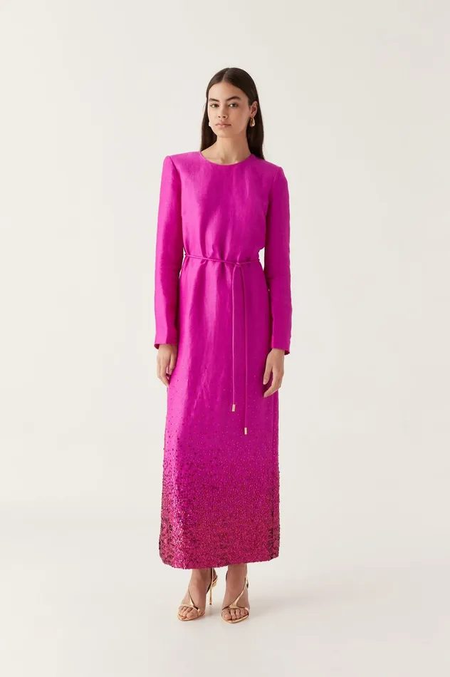 Reflection Sequin Maxi Dress Deep Magenta Women Aje Maxi Dresses