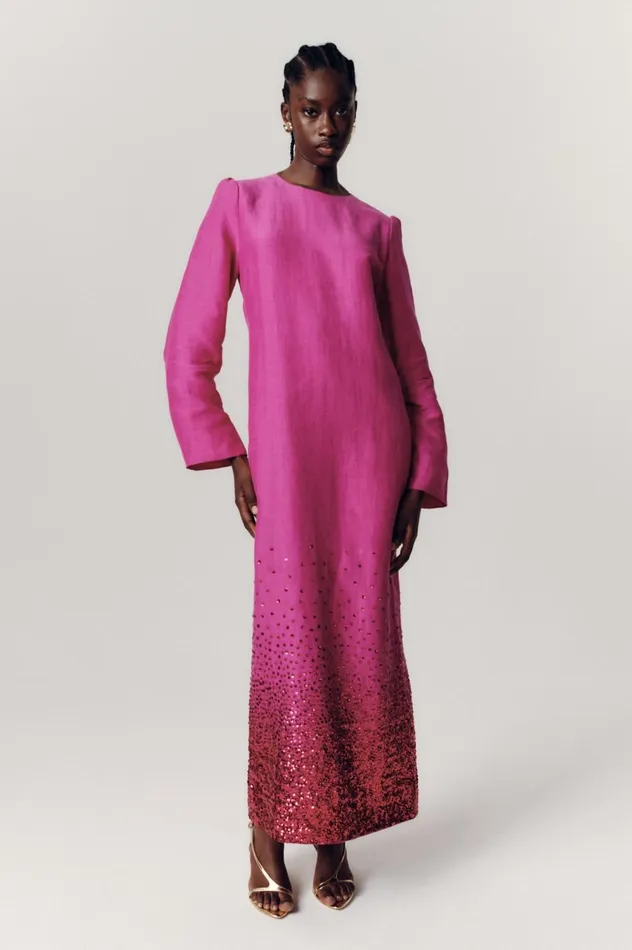 Reflection Sequin Maxi Dress Deep Magenta Women Aje Maxi Dresses