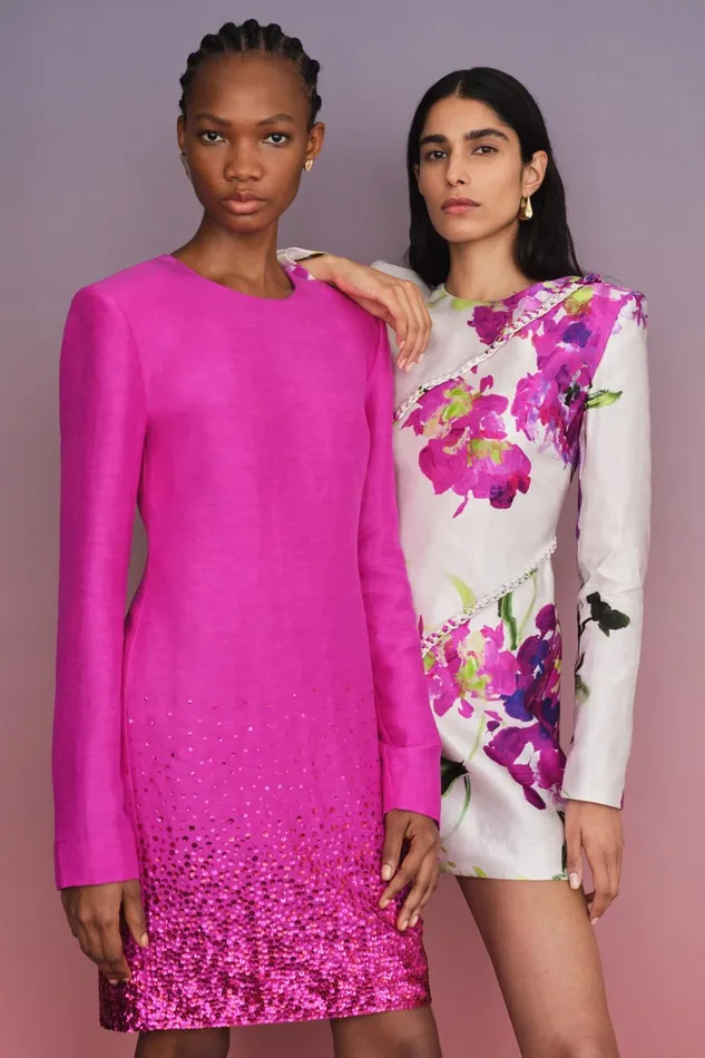 Reflection Sequin Mini Dress Deep Magenta Women Aje Pink Dresses