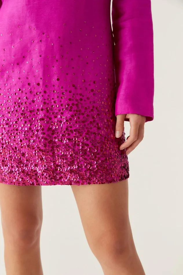 Reflection Sequin Mini Dress Deep Magenta Women Aje Pink Dresses