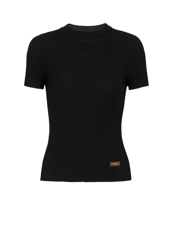 Ribbed Knit Top Black Women Balmain Tops And Shirts