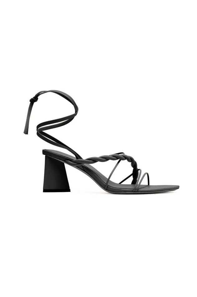 Rosamund Strappy Twist Heel Black Women Aje Shoes