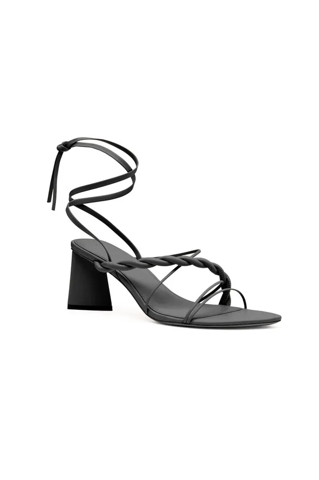 Rosamund Strappy Twist Heel Black Women Aje Shoes