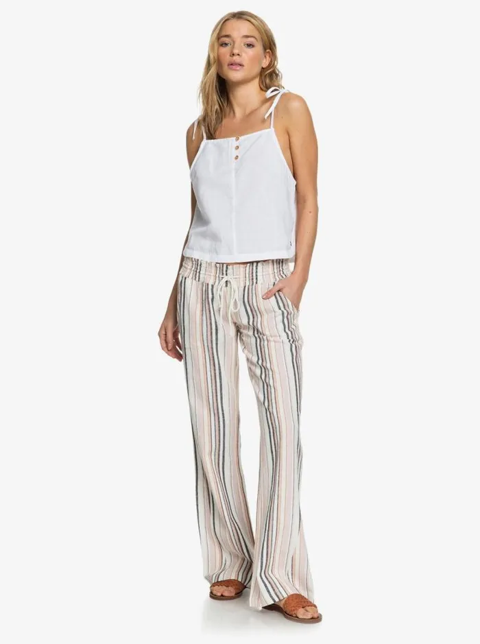 Roxy Pants and Jeans Oceanside Flared Pants Mood Indigo Beachside Stripe 8211 Women