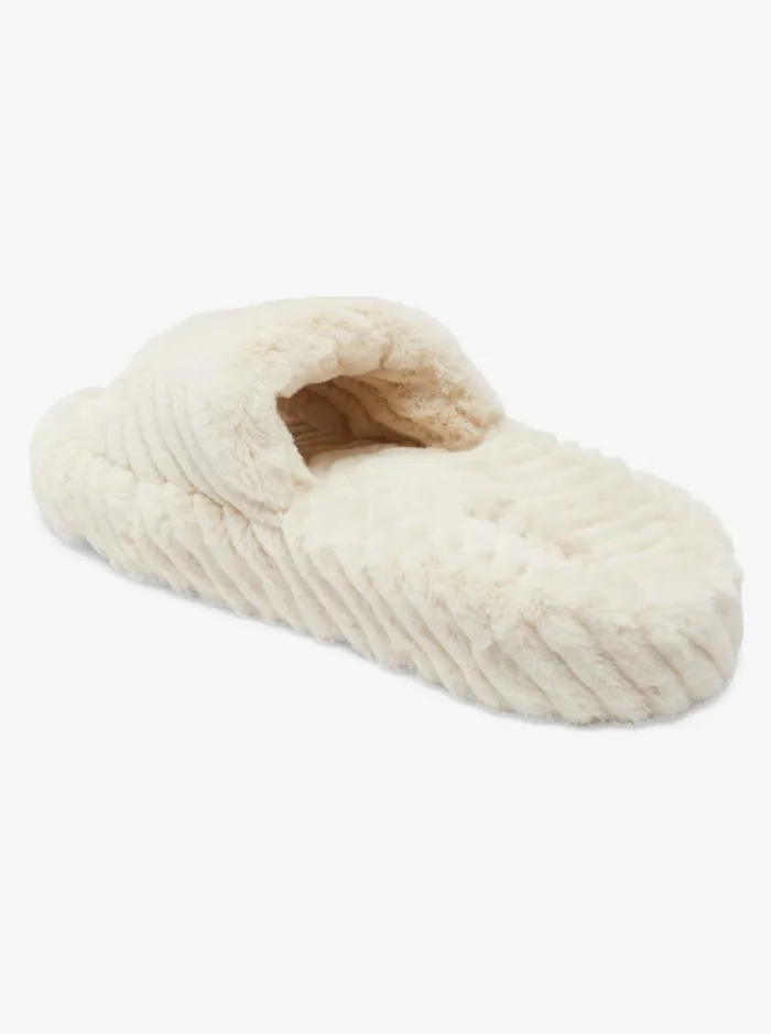 Roxy Sandals Slippy Faux Fur Slide Sandals Off White 8211 Women Roxy Sandals Slippy Faux Fur Slide Sandals Off White 8211 Women